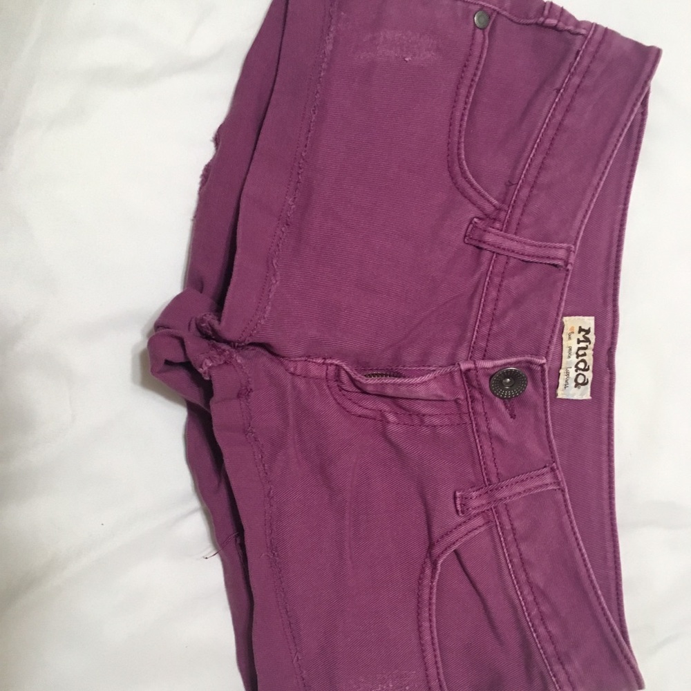 Purple jean shorts